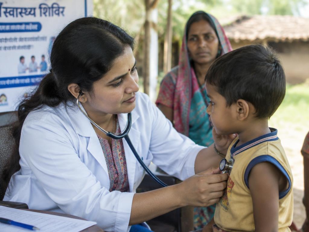 Illustrative image: a doctor caring for a child